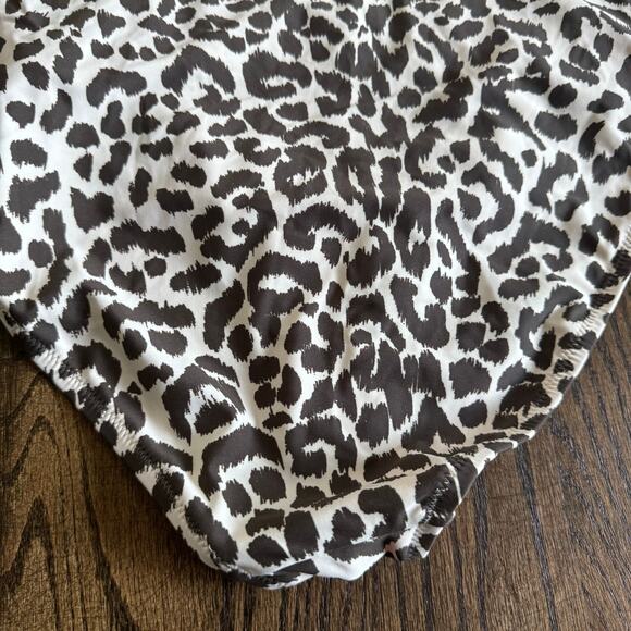 J.Crew Womens Ruched One Piece Swim Suit Gemma Bandeau Leopard Halter Size 12 - Picture 5 of 10
